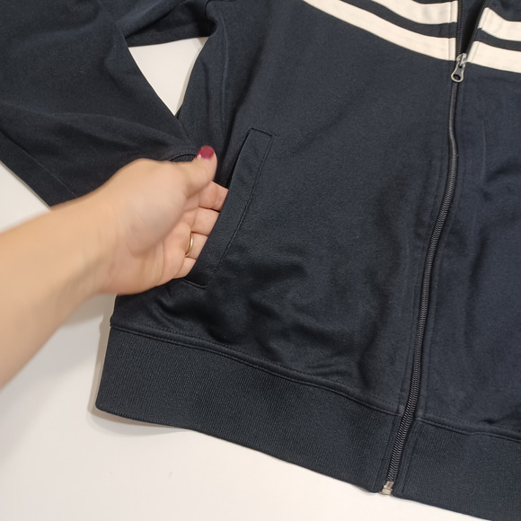 SF/415 Mens Track Jacket Midnight Blue Chevron Pockets Full Zip Mock Neck M - Picture 11 of 12